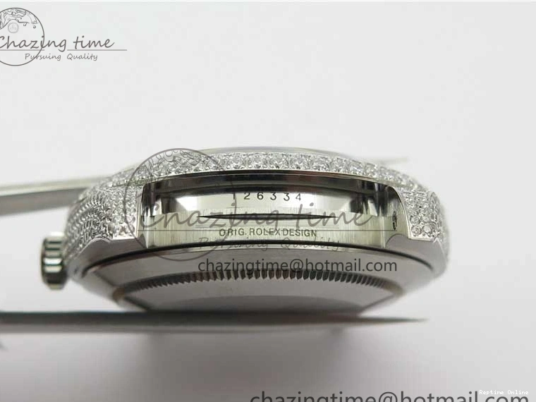 0224 Practical DateJust 41 126334 904 Full Paved Diamonds BP Maker Best Edition Silver Dial on Oyster Bracelet A 2542